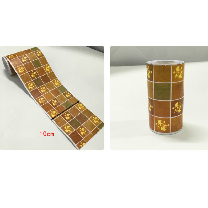 Cuộn 10m len dán viền tường keo sẵn ô vuông nâu keo sẵn (cao 10cm)