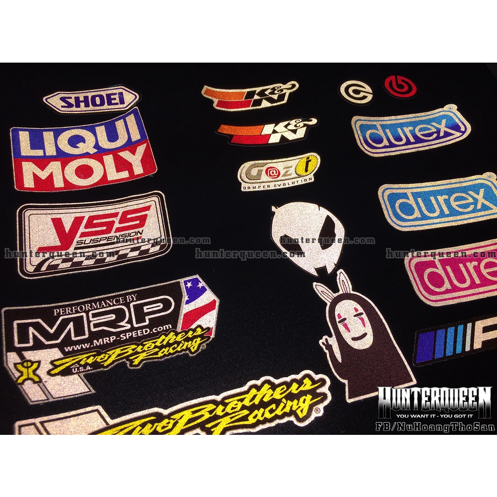 16 mẫu logo sticker phản quang 3M siêu phát sáng. Decal hình dán cao cấp, không bay màu, chống nước