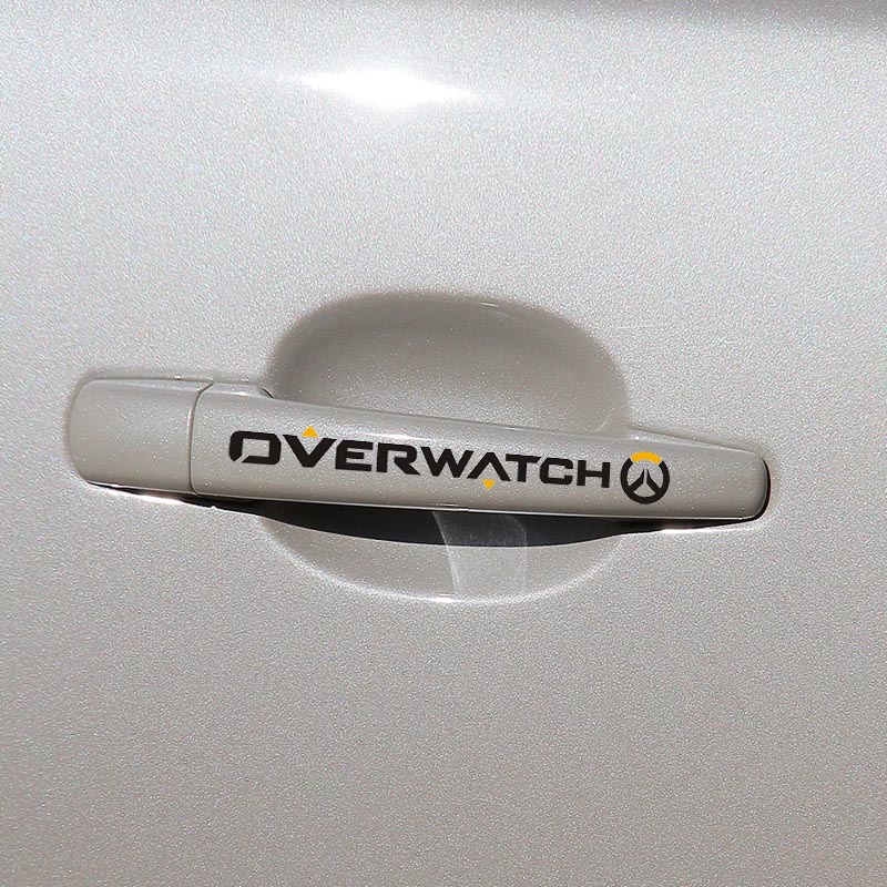 Hàng mới về sticker dán tay cầm xe hơi hình logo game overwatch phản quang mới
