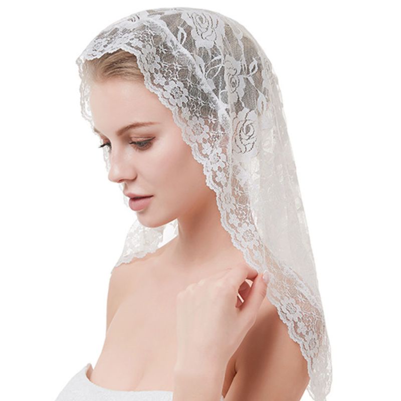 Mạng Che Mặt Một Lớp Bằng Vải Jacquard Thêu Ren Hoa Tinh Tế Kích Thước 95x55CM Cho Nữ