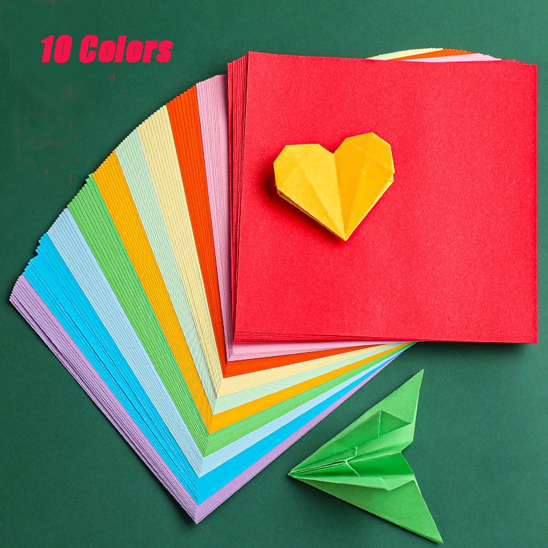 100 Tờ Vuông Giấy Origami Mặt Hai Màu Giấy Gấp Origami Nhiều Màu Trẻ Em Handmade DIY Scrapbook Nghệ Thuật