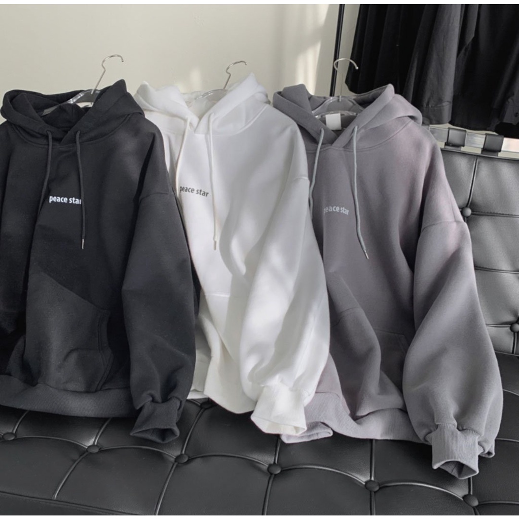 Áo Hoodie zip Peace Star form rộng hottrend 2023, Khoác Chống Nắng Có Nón Unisex Nam Nữ 3 màu