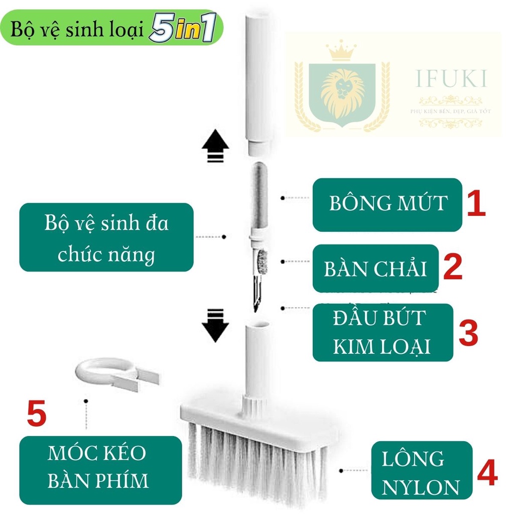Bộ kit vệ sinh bàn phím cơ máy tính , airpods , laptop , pc - Dụng cụ 7 in 1 chổi làm sạch loa điện thoại , tai nghe