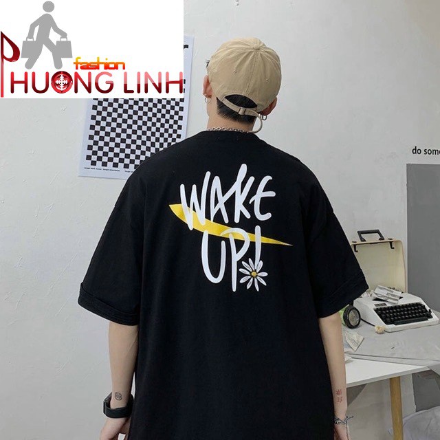 [Cotton tốt, Bảo hành 7 ngày] Áo thun nam form rộng tay lỡ Wake up- Trùm Chuyên Sỉ Thời Trang