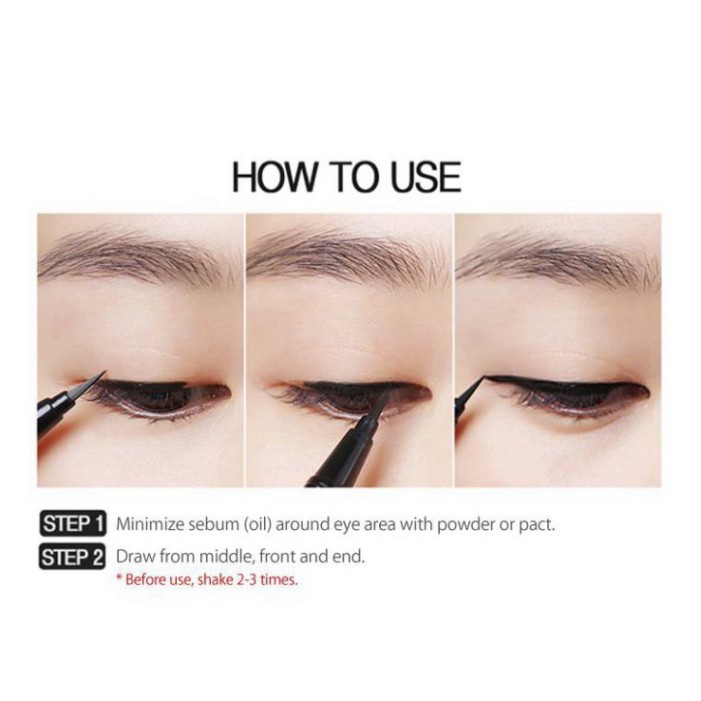 [Auth Hàn] Bút Kẻ Mắt Nước Karadium Không Trôi Waterproof Brush Liner Black Vỏ Trắng - Bút Kẻ Dạ Karadium Hàn Quốc H24