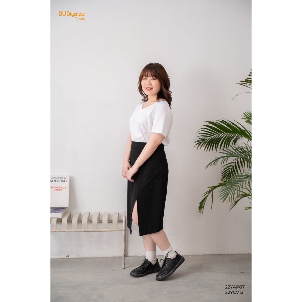 Chân váy dài gọt v xẻ gấu BIGSIZE (55kg đến 95kg) - 22YCV12 - [BU Bigsize Young]