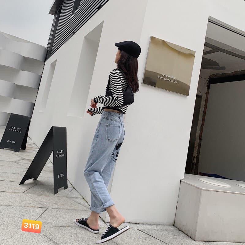 SALE CHỈ HÔM NAY- Quần Jean Nữ In Hoạt Hình Cao Cấp OHS3119