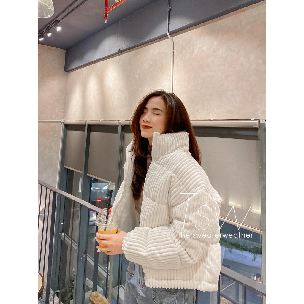 Áo phao nhung gân dáng ngắn | BigBuy360 - bigbuy360.vn