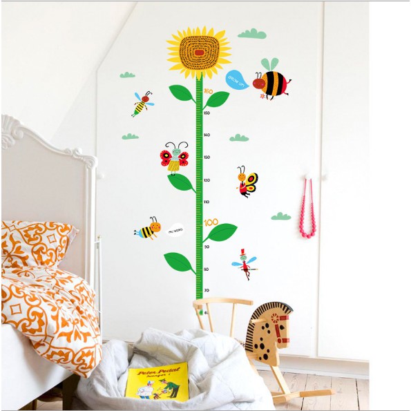 Decal trang trí thước đo hoa hướng dương