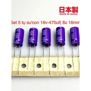 Tụ hoá 16v-470uf (8x 16mm) là dòng  tụ có chất lượng cao của hãng su'con japan được sử dụng nhiều trong thiết bị audio