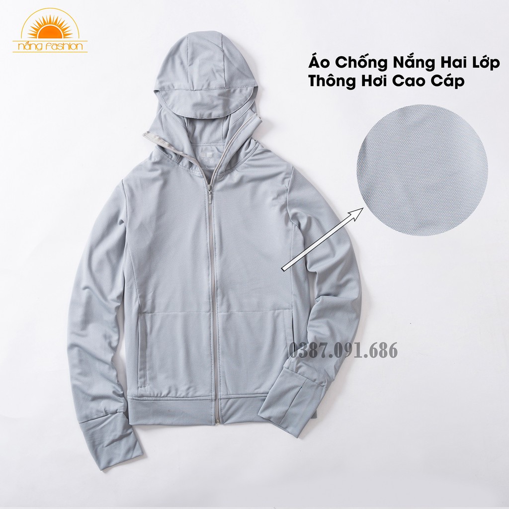 [VẢI MẮT NA] Áo chống nắng nữ 2 lớp 100% (mũ, thân, tay áo). Chống nắng CỰC TỐT vẫn CỰC MÁT