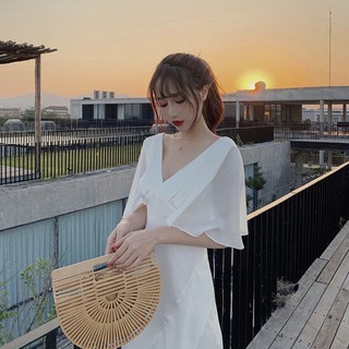 Đầm váy freesize trắng đuôi cá tùng bèo