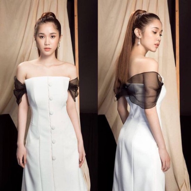 Đầm trắng A tay kiếng