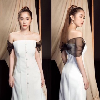 Đầm trắng A tay kiếng