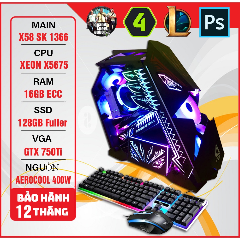 MÁY PC Gaming Quái Thú Cày Nox Player, Chiến GATA5, LOL, FO4, Free Fire, Battlefield, Audition,...