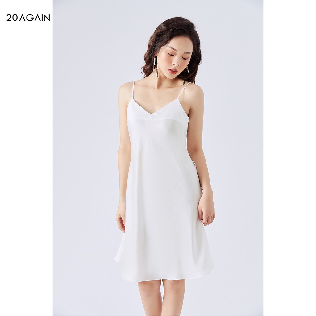 Váy ngủ 2 dây dáng suông 20AGAIN, thiết kế sexy, chất liệu lụa mềm mại thoáng mát, 3 màu đủ size NDA2061