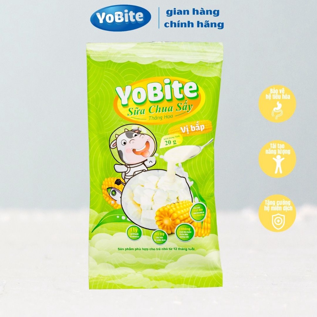 Sữa chua sấy thăng hoa Yobite vị Bắp 20gram- Không chứa Lastose - Hỗ trợ tiêu hóa- Giữ Vóc Dáng - Đẹp da