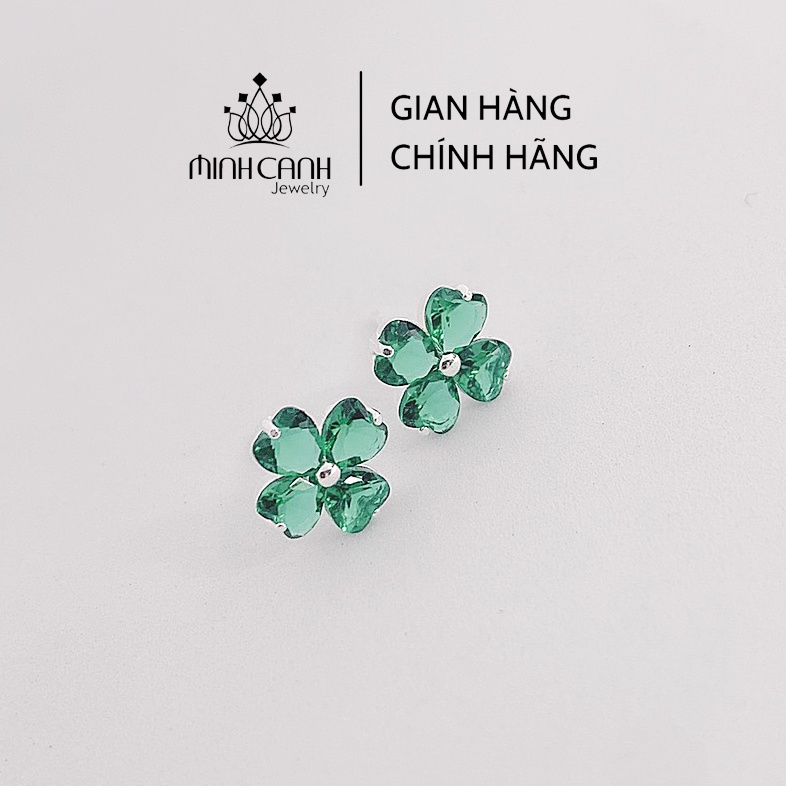 Bông Tai Bạc Cỏ 4 Lá Xanh May Mắn Minh Canh Jewelry