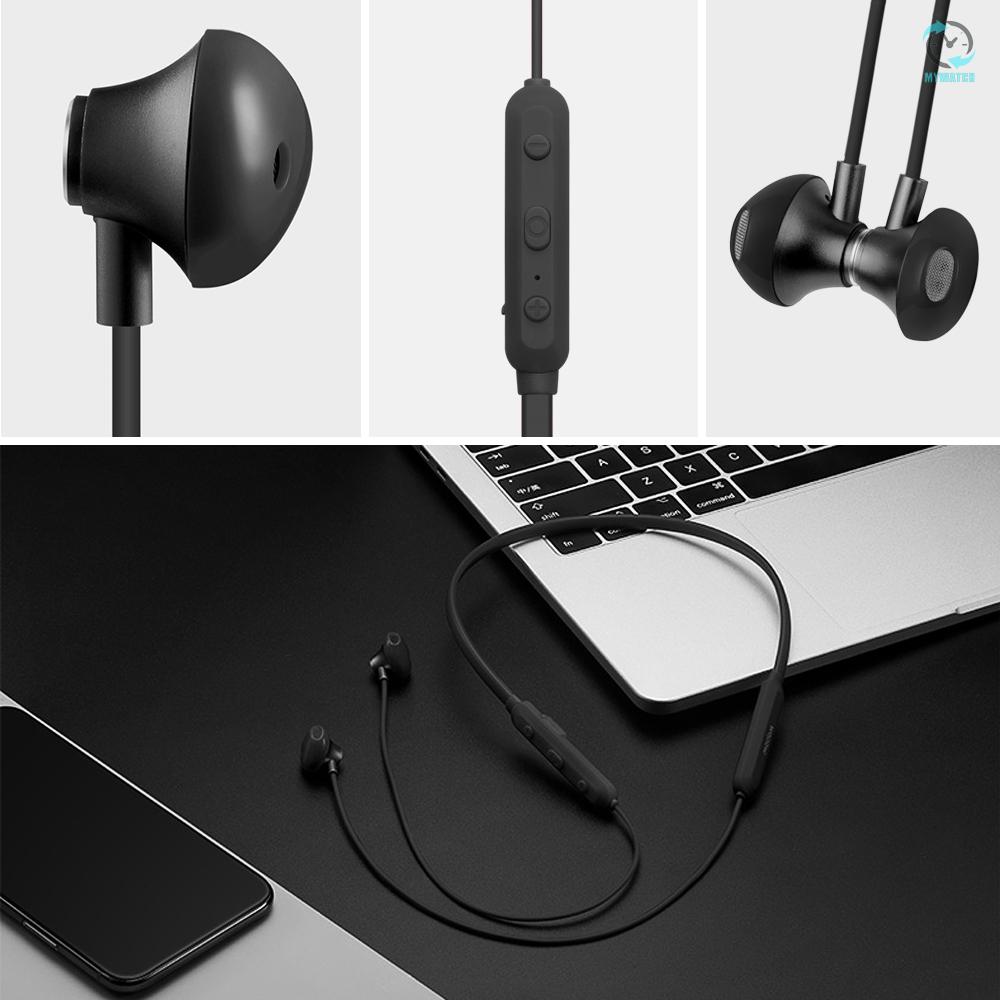 M WOPOW BT Headphone Sports Running Headphone Neck Wear Semi-in- ear Headphone 4.2 Smart Noise Reduction Sports BT Headphone BT25 Black