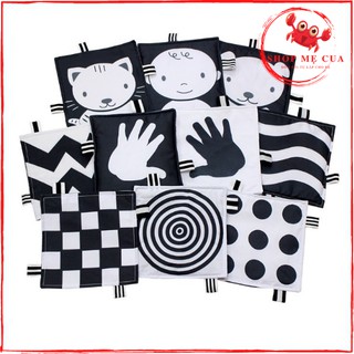 Bộ học liệu kích thích đa giác quan cho bé/ Sách vải đen trắng phát triển thị giác / Đồ chơi trẻ sơ sinh