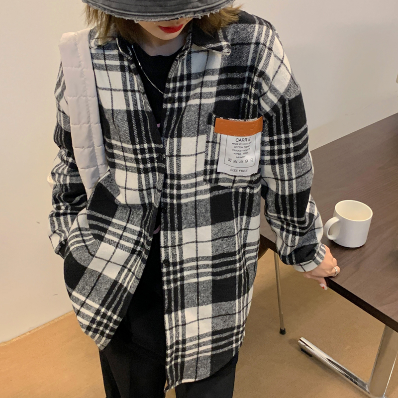 Áo sơ mi SUXI tay dài họa tiết caro thời trang trẻ trung dành cho nữ