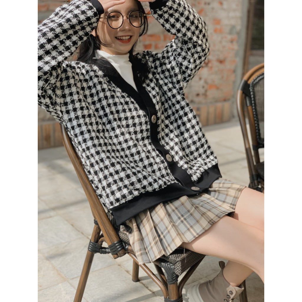 Áo cardigan dạ tweed houndstooth TKJ07/TKJ06 LOLLIE STUDIO | BigBuy360 - bigbuy360.vn