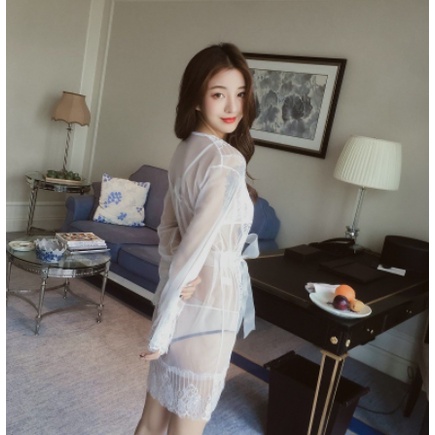 Mẫu mới - Set đồ lót kèm áo choàng xuyên thấu sexy