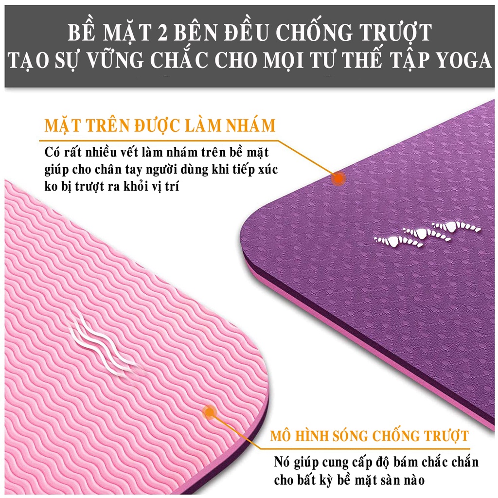 [Dày 8mm] Thảm Tập Yoga Siêu Dày 8mm 2 Lớp TPE Cao Cấp Chống Trượt – Chọn Màu –Tặng Túi Đựng, Dây Buộc Thảm Yoga Amalife