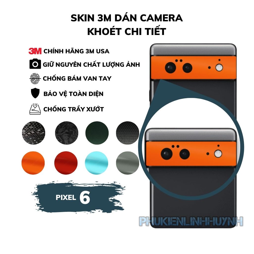 Google Pixel 6_Combo 2 miếng dán camera sau chất liệu 3M chính hãng bảo vệ bề mặt kính cường lực, khoét lỗ chi tiết.