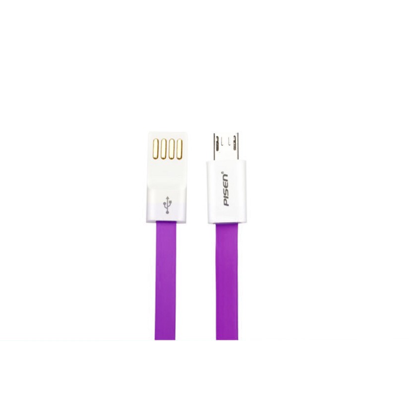 Cáp Pisen Flat Micro USB 200mm (Tím)