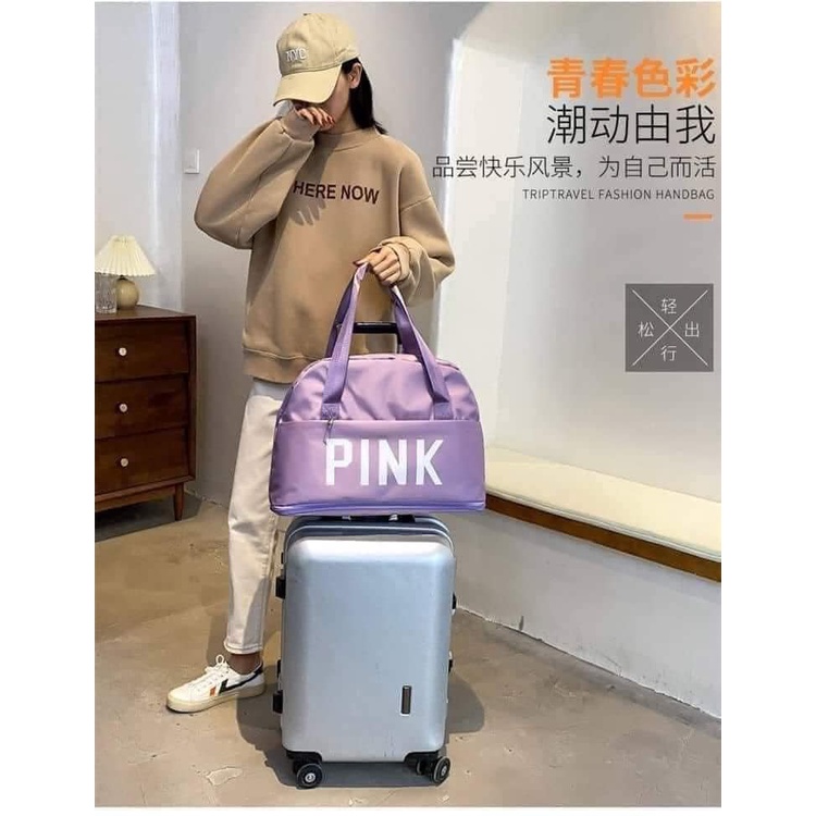 Túi xách hai tầng du lịch Pink mẫu mới 2022 size to nhiều ngăn chất liệu chống thấm nước gấp gọn đa năng