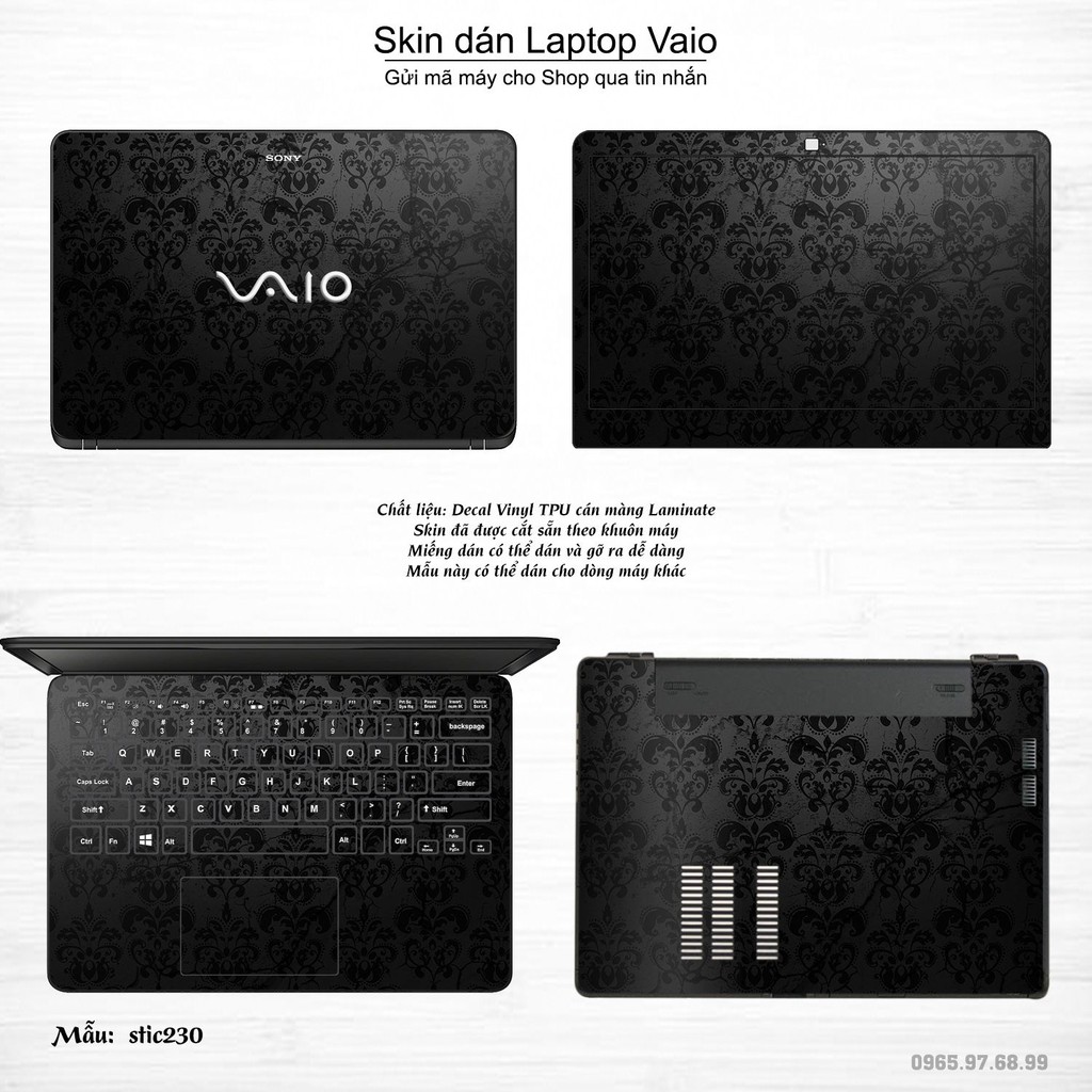Skin dán Laptop Sony Vaio in hình Hoa văn sticker _nhiều mẫu 37 (inbox mã máy cho Shop)