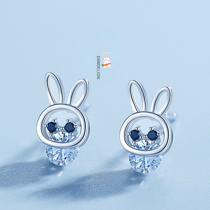Phiên bản Hàn Quốc của hoa tai thỏ đơn giản dễ thương Hoa tai thời trang sang trọng Hoa tai kim cương tinh tế