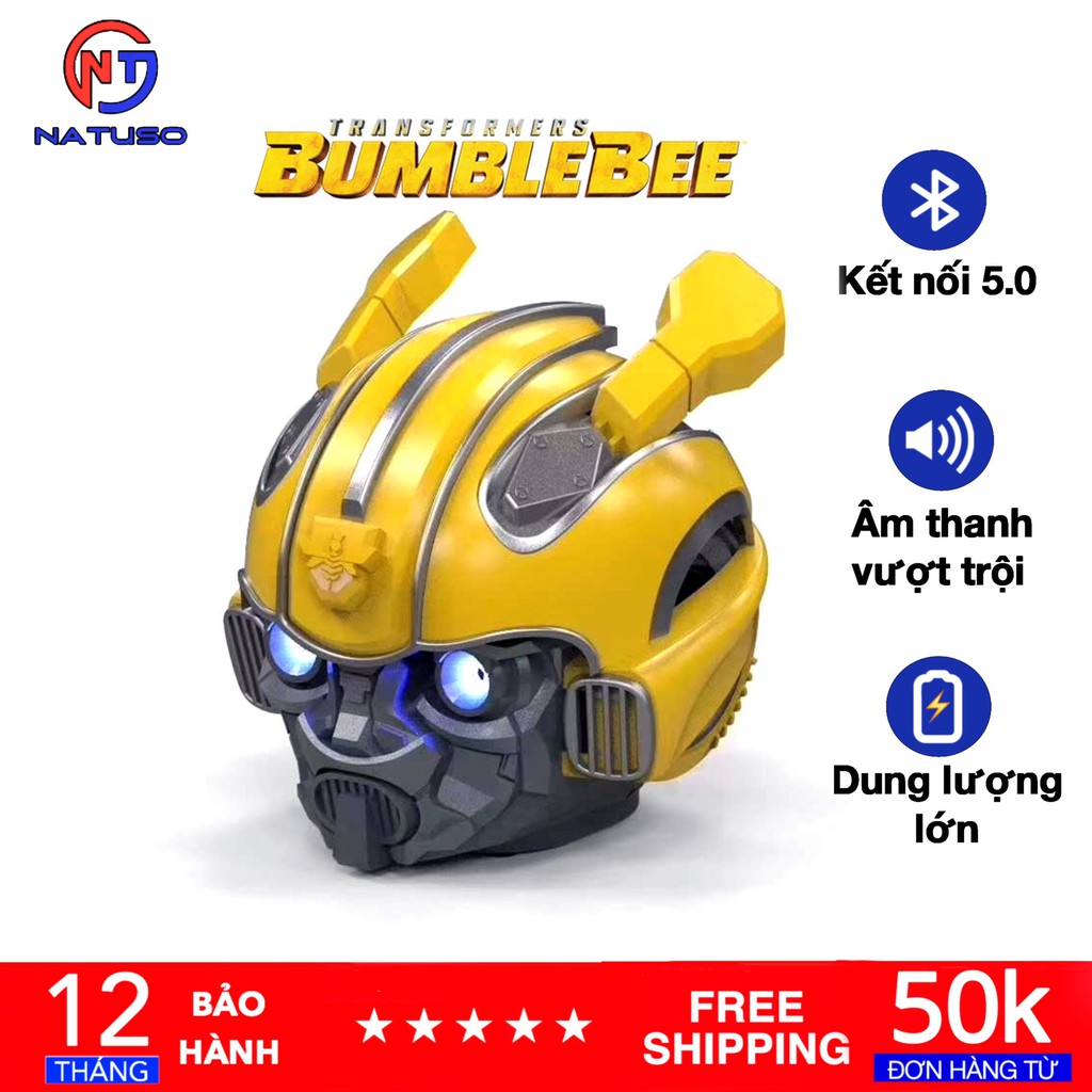 Loa Bluetooth Nghe Nhạc Siêu Bass Hình Đầu Robot Bumblebee Mắt Có Đèn Led Âm Thanh Sống Động