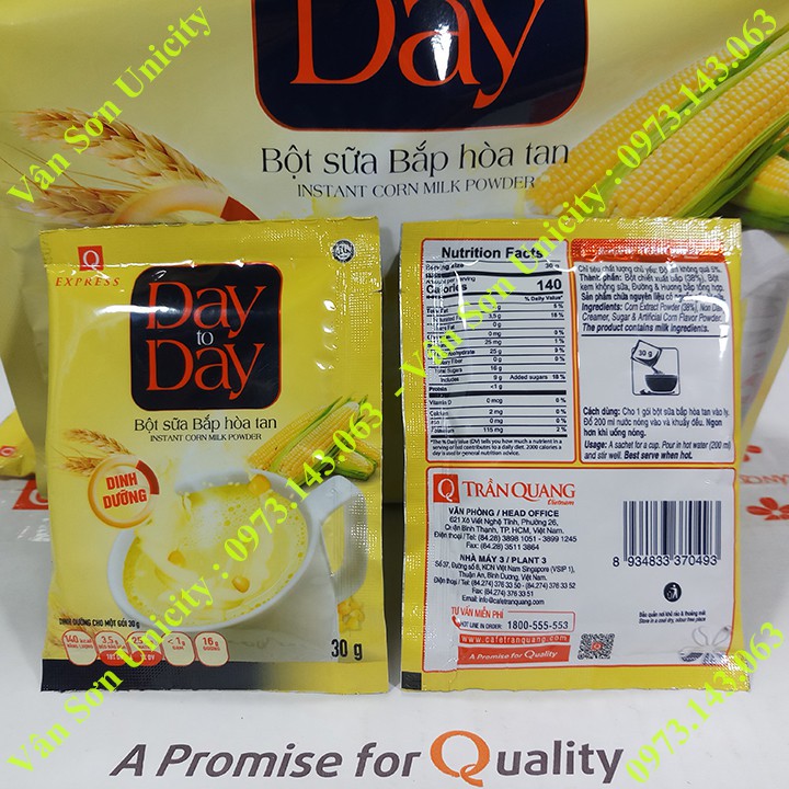 Bột sữa Bắp hòa tan Day to Day Trần Quang bịch 600g (20 gói * 30g)