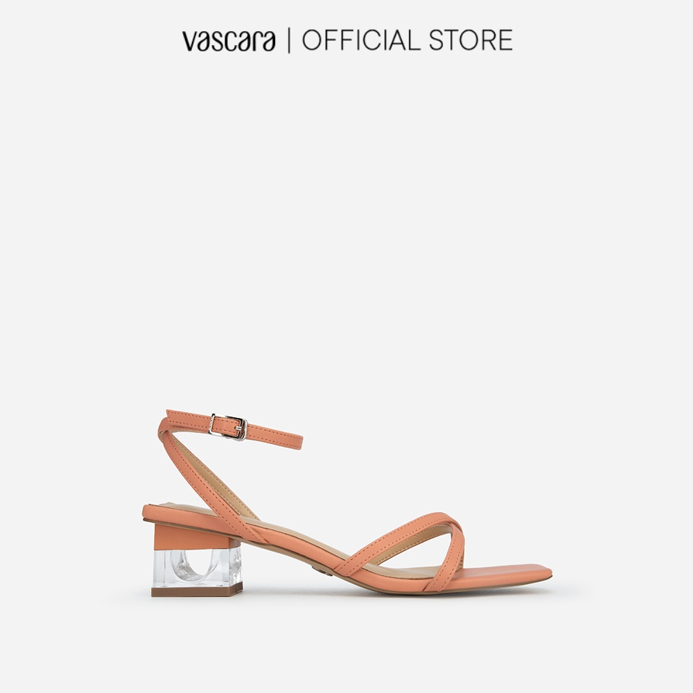 Vascara Giày Sandal Ankle Strap Gót Phối Crystal - SDN 0700 - Màu Hồng Đậm