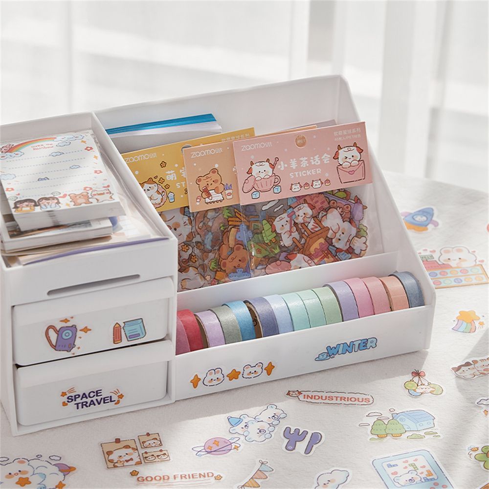 Bộ 46 miếng dán PET hình chai nước nhiều màu chống thấm nước trang trí sổ tay DIY