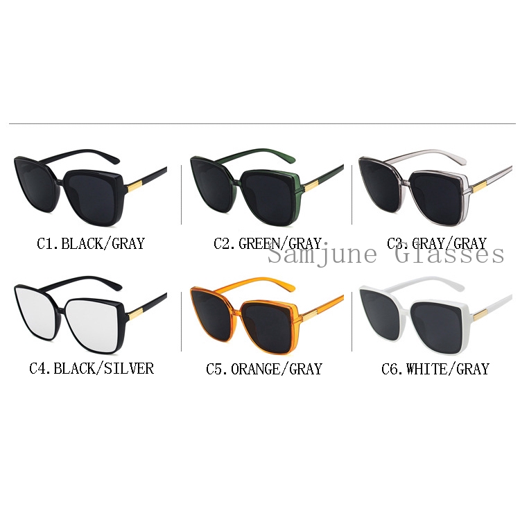 Kính mát SAMJUNE gọng mắt mèo hình vuông phong cách thời trang mới