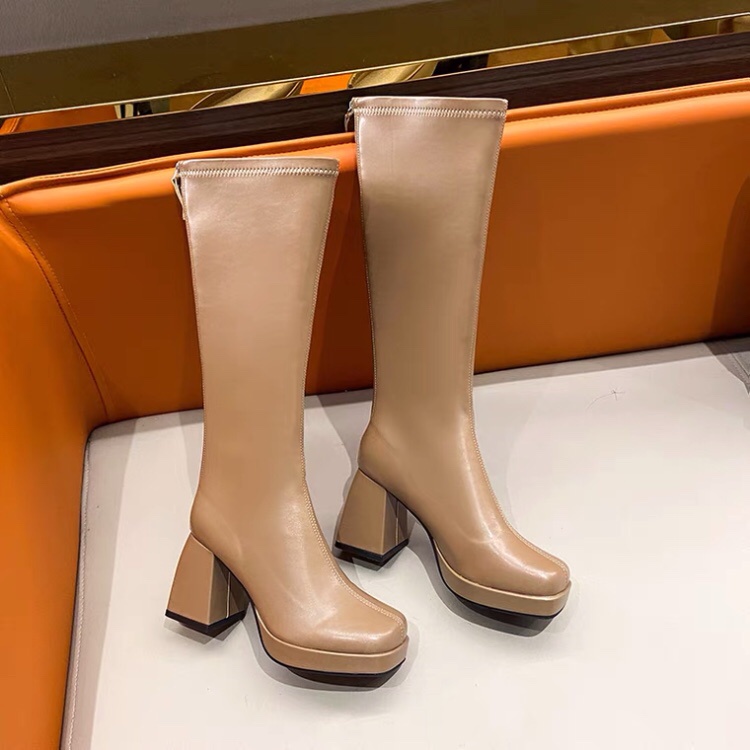 Y11- Bốt nữ, boot nữ, BỐT ĐÙI ĐỘN ĐẾ, bôt đùi kéo khóa sau, bốt đùi da siêu hot- THANH22-01