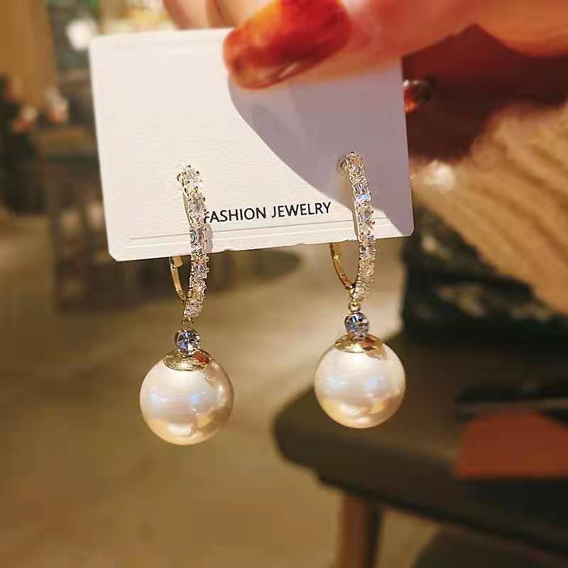 Bông tai bạc S925 đính ngọc trai phong cách thời trang nữ tính