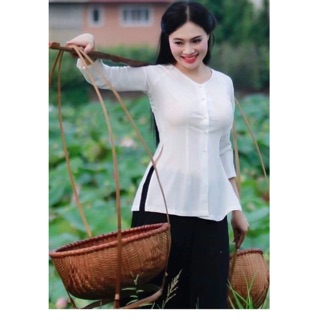 ( Sẵn )Bộ áo bà ba lụa tằm kèm quần