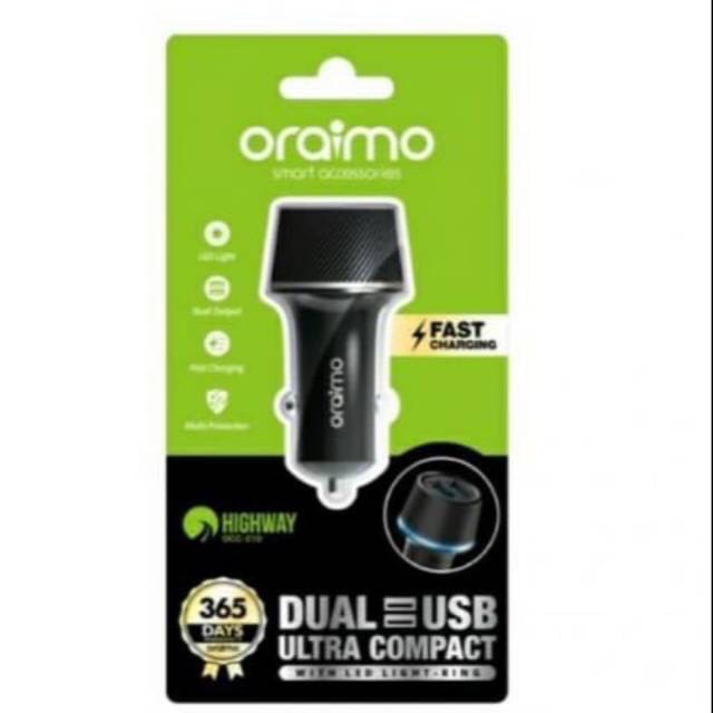 Bộ Sạc Xe Hơi Oraimo Hai Cổng Usb Ultra Compact Occ-21D 1