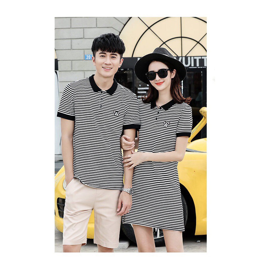Áo đôi áo cặp 🎀FREESHIP🎀 Set váy áo thun cặp sọc cao cấp, đồ đôi thời trang thiết kế nam nữ chất đẹp av212 - Hàng mới