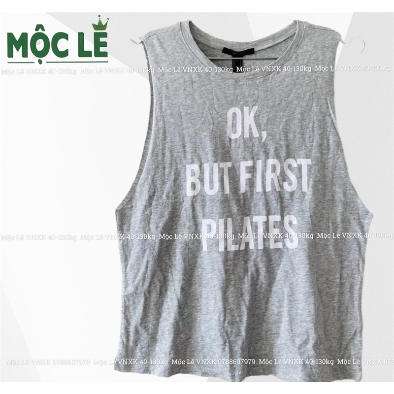 Áo thun Tanktop unisex nam nữ F21 vnxk mỏng mát xám chữ