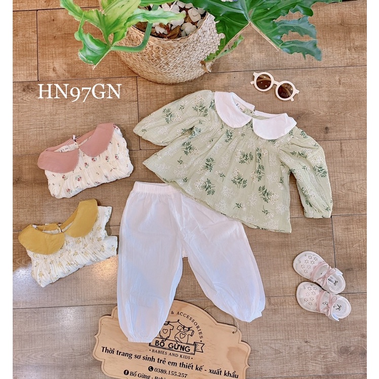 Bộ dài tay xô sợi tre hoa nhí