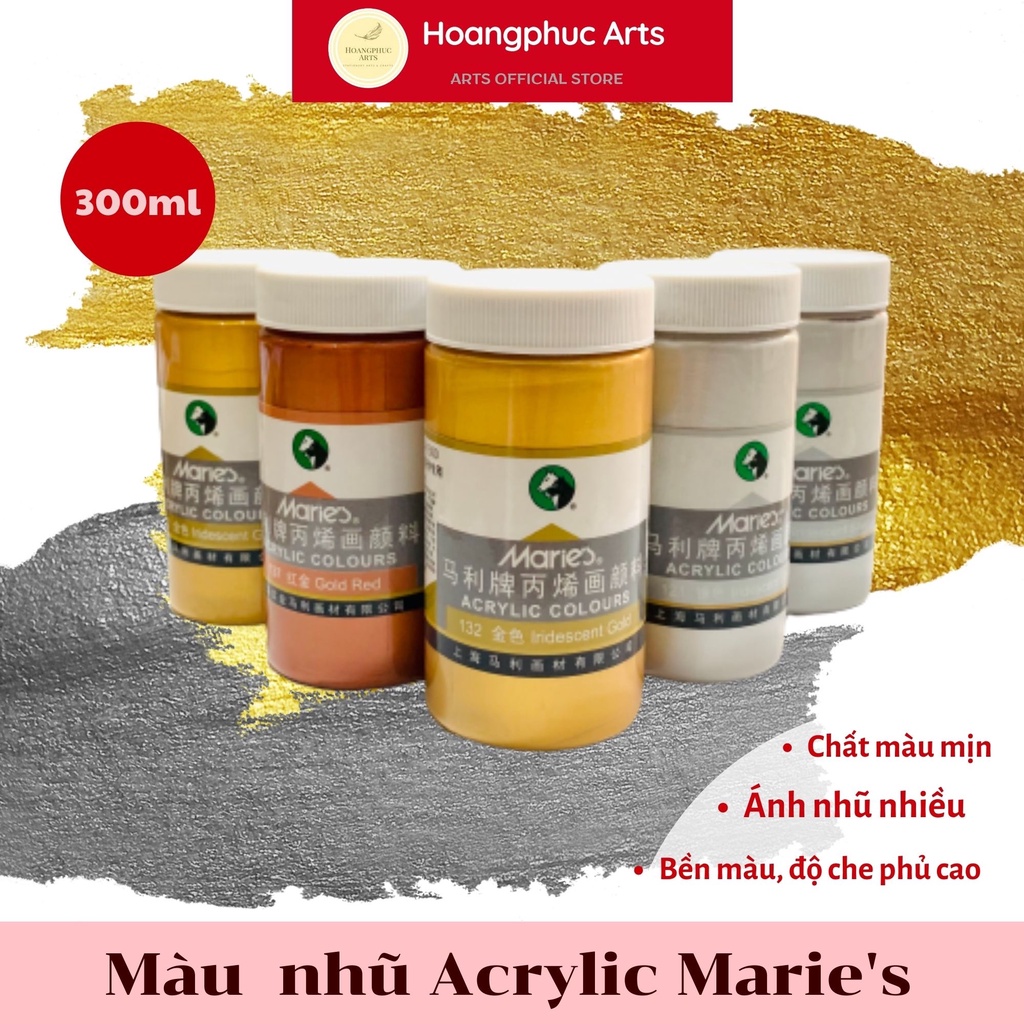 Màu nhũ acrylic MARIE'S 300ML - Màu chuyên dụng vẽ tranh toan vải, tranh tường
