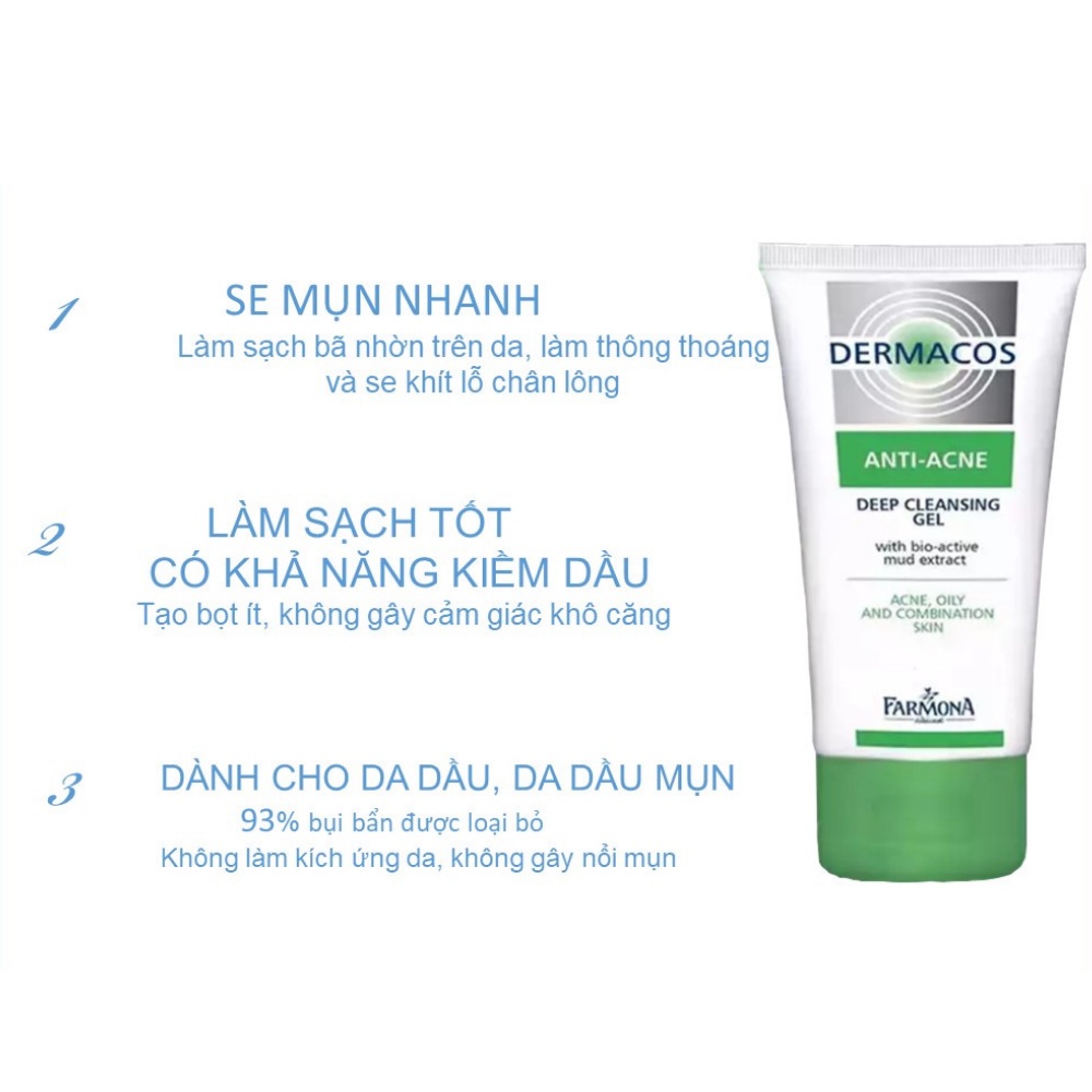 Sữa Rửa Mặt Dermacos 150ml Cho Da Dầu Mụn