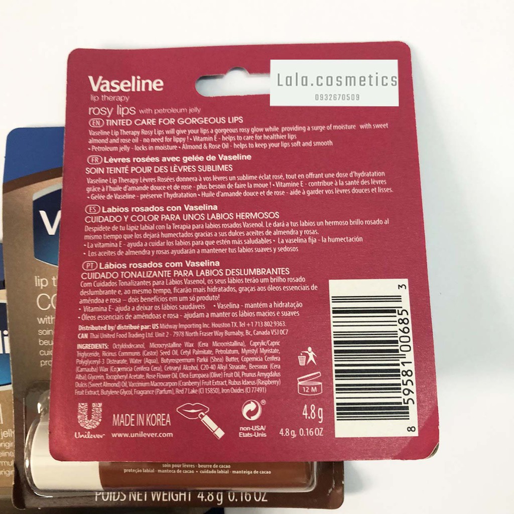 Son Dưỡng Môi Hồng Xinh Vaseline Rosy Lips 4.8g