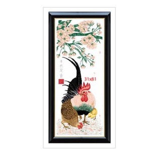 Tranh Thêu Chữ Thập Gà Đông Tảo Uyên Ương ĐV20 (KHÁCH TỰ THÊU) KT:31X81CM