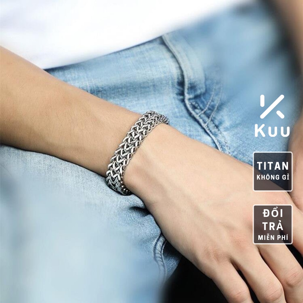 Vòng Tay Kèm Dây Chuyền ST Nam Màu Bạc HipHop Kuu Studio Đẹp Cá Tính Streetwear Thép Titan - Vòng đeo tay ST